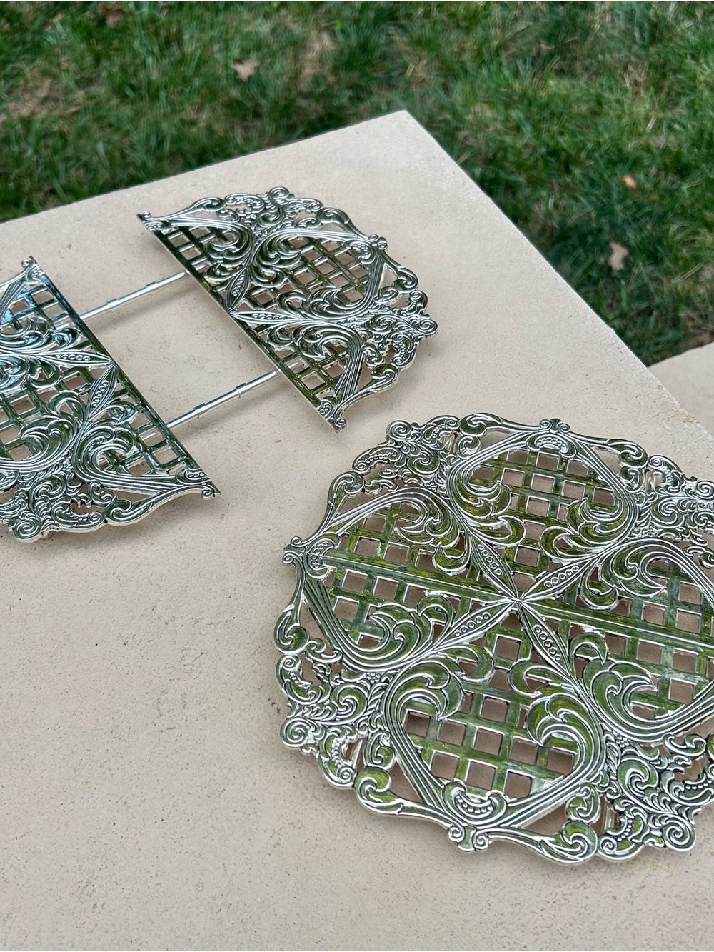 Set of 2 Godinger Silver Plated Expandable Trivet 1993 Vintage